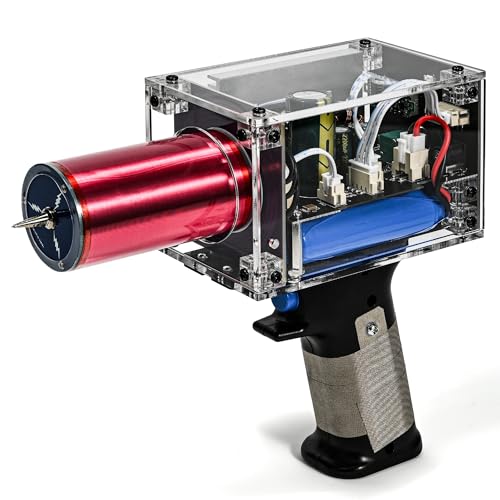A handheld rechargeable Tesla coil gun that fires 10,000+ electric arcs — equal parts science demo tool and gloriously nerdy toy.