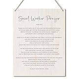 Social Worker Prayer Wooden Wall Art for Home Christian Room Decor Door Hanging Signs for Social Worker Office Decor Wood Hanging Plaque Signs for Bible Gifts Social Work Gifts for Women - Y352