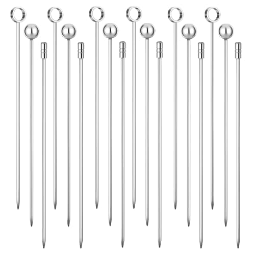 18PCS Stainless Steel Cocktail Picks, FUNCYboo Cocktail Picks Reusable Garnish Toothpicks for Parties Olives Appetizers Fruit Martini(4.2 Inch)