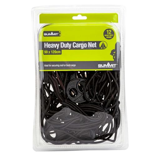 Image of VFM e-Store - Bungee Cargo Net Heavy Duty 12 Hooks Strap Luggage Down - Camping, Travel Holiday Accessories for Summer - 120cm X 90cm Black X 1