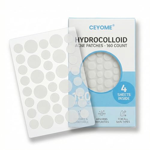 Image of CEYOME Dots for Spots Pimple Patches – 160PCS Hydrocolloid Spot Patches for Face, Fast-Acting Dots for Spots to Conceal Whiteheads, Blackheads and Blemishes, Day & Night Time Acne Treatment Stickers