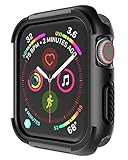 Seiaol Case for Apple Watch Series 4 Case 44mm Black TPU+PC Protective Case Half Cover Case Special Designed for iWatch 4