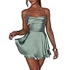 JLKGICF Women Satin Dress Backless Short Romper Co... #5