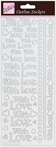anitas Happy Birthday Outline Stickers - Silver on White, 29.22 x 10.55 x 0.1 cm, ANT 810254