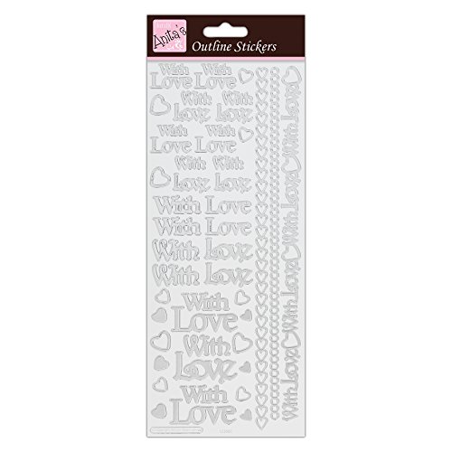 Anita's - Pegatinas con el texto With Love, color plateado sobre blanco