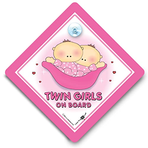 Twins On Board Car Sign, Twins on Board, Twin Girls on Board, Pink Peapod, 14 * 14 cm