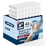 48 Gauze Bandage Roll for Wound Care, Large 4x4 Yards Stretched Sterile Medical Gauze Roll for Stretch Wrist Wraps, FDA Approved First Aid Supplies, Rolled Wrapping Gauze Pads. Bulk Bandages