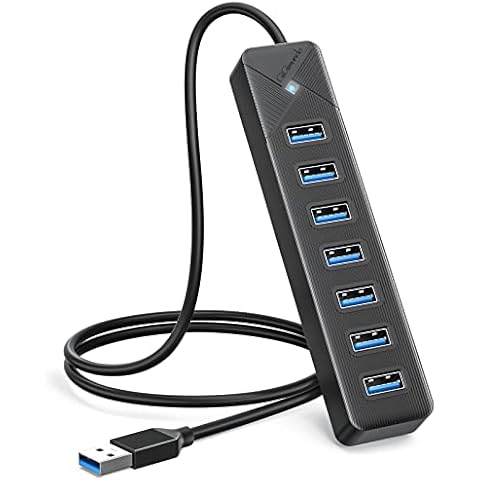GiGimundo USB Hub 3.0, 7 Port USB 3.0 Hub für Laptop Cover