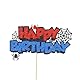 Gleevio Spinne Tortendeko Geburtstag Kinder,Spinnennetz Cake Topper Geburtstag,Glitzer Happy Birthday Tortendeko Schwarz Rot Blau,Spinne Happy Birthday Kuchen Deko Kindergeburtstag Junge und Mädchen