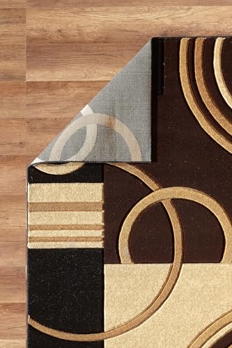 GLORY RUGS Area Rug Modern Soft Hand Carved Contemporary Floor Carpet with Premium Fluffy Texture for Indoor Living Dining Room and Bedroom Area (Brown, 5x7)