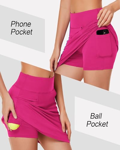 COOrun Tennis Skirts for Women Golf Athletic Activewear Skorts Summer Workout Running Shorts with Pockets Rose Pink X-Small