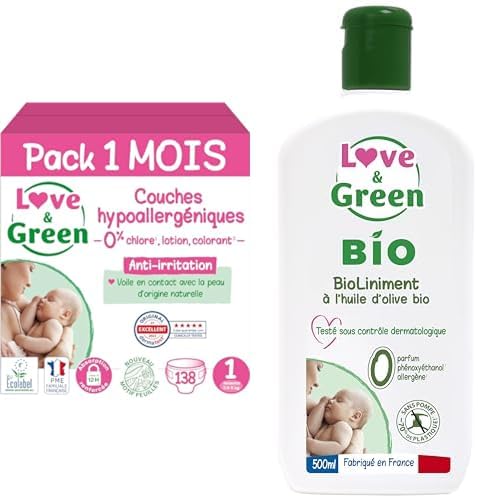 Couches Taille 1 (2-5 kg) et Bioliniment Bio pour des nuits paisibles à la maison