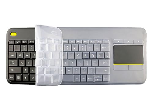 Silicone Keyboard Skin Cover Compatible for Logitech K400 Plus Wireless Touch TV Keyboard, Dust-Proof Logitech K400 Plus Keyboard Protector - Clear