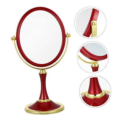 Espejo de maquillaje doble cara giratorio para mesa miniatura 4
