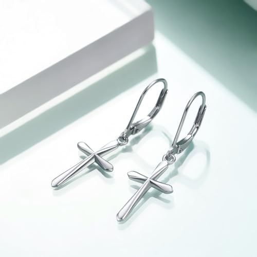 Rnivida 925 Sterling Silver Cross Dangle Drop Earrings for Women3