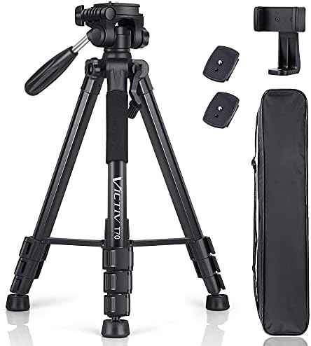 Victiv 72inch Tripod for Camera, Lightweight Aluminum Tripod for Travel, Phone Tripod with 3-way Swivel Head for 360 Degree Panoramic Shooting for DSLR YouTube Living Vlog -Black