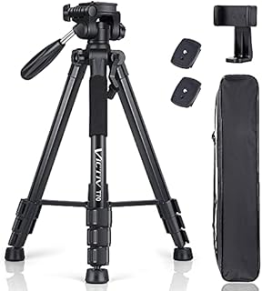 Victiv 72inch Tripod for Camera, Lightweight Aluminum Tripod for Travel, Phone Tripod with 3-way Swivel Head for 360 Degree Panoramic Shooting for DSLR YouTube Living Vlog -Black