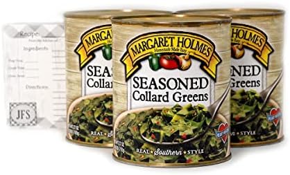 Margaret Holmes Seasoned Collards Green Bundle - 3 x 27 Oz Cans Bundled with a JFS Recipe Card