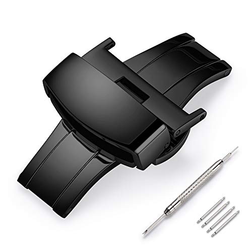 TEXNEWS Stainless Steel Deployment Clasp Silver/Gold/Black/Rose Gold Watch Band Buckle Color&Width (14mm,16mm,18mm,20mm,22mm) by TEXNEWS - Used condition - US$9.37