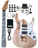 Kit de guitarra elétrica estilo 7V DIY Kits de guitarra elétrica em estilo IBZ - corpo e pescoço de mogno - escala de jacarandá e todos os componentes incluídos