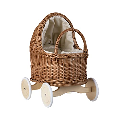 Landau poupée osier e-wicker24 en tissu beige pour créer des souvenirs d'enfance