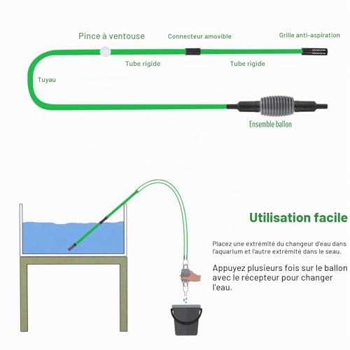 Coolty Nettoyeur de sable de gravier d'aquarium, siphon à vide pour changer l'eau et nettoyer le sable du filtre – vue 5