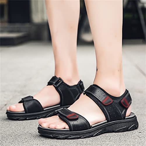 Lightweight Men's Sandals Leisure Shoes Leather Men Casual Beach Sandals Retro Flats(42)2