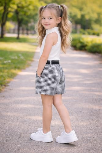 Image of Girl's Solid Cotton Blend Style Top and Shorts Set