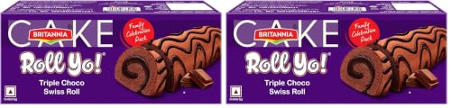 Image of Britannia Cake Roll Yo! Triple Chocolate Swiss Roll Family Pack, 165g (Pack of 2)