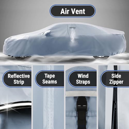 Icarcover Adatto A: [Jaguar XJ8/XJR] 1998-2009, Copertura Completa Per Auto, Impermeabile, Resistente A Tutte Le Intemperie, Per Interni Ed Esterni, Protezione Da Sole, Neve, Tempesta, Form-Fit, - 5