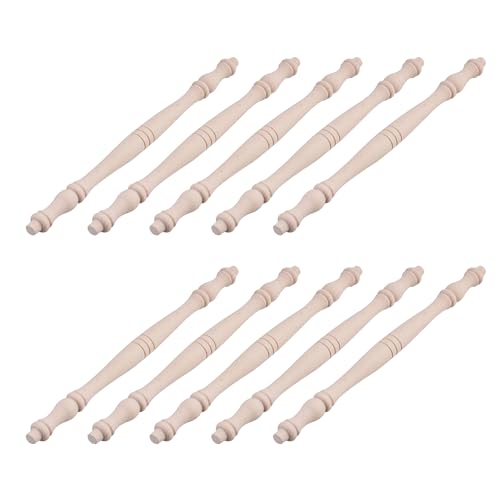 RDEXP 10Pieces Unpainted Wooden Baluster Spindles 10.83x0.71