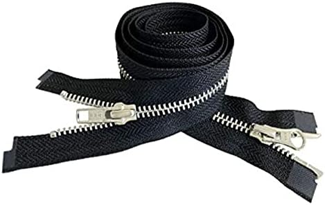 YKK #5 Medium Weight Aluminum Black"2-Way" Dual Separating Jacket Zipper - Choose Your Length - Color: Black - Made in The United States (1 Zipper Per Pack) (14" Inches)