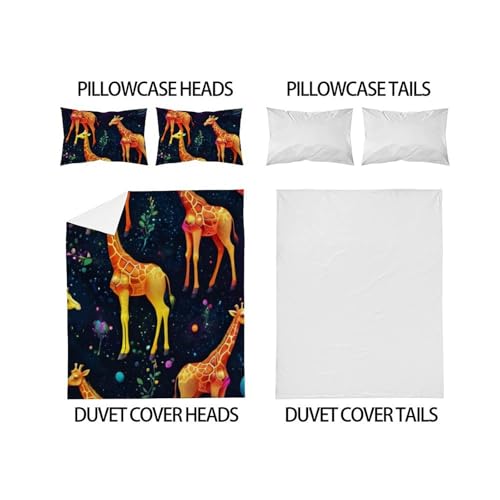 Parure de lit girafe 200x200cm avec impression 3D microfibre douce