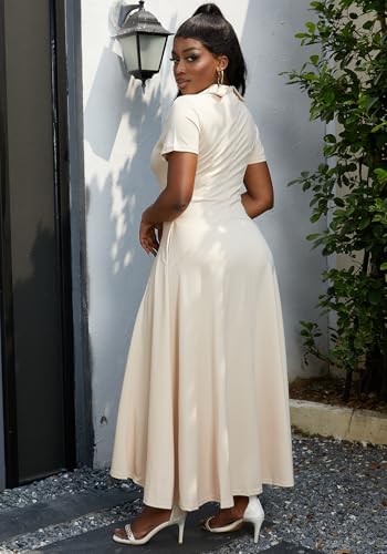 LAJIOJIO Elegant Dresses for Women Formal Short Sleeve A-Line Party Dress3