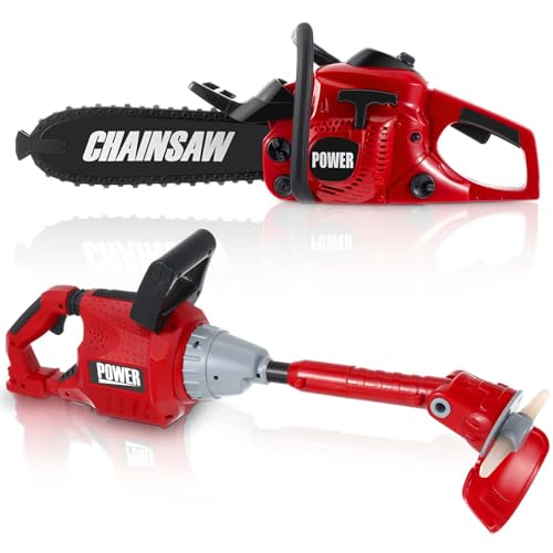 Arrowbash Toy Chainsaw & Kids Weed Trimmer Set, Battery-Powered Sound Garden Toys