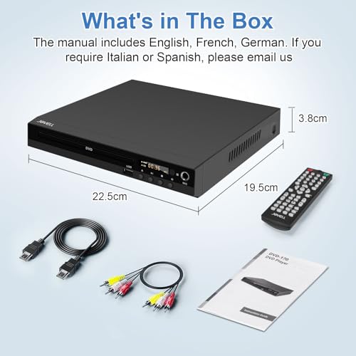 Reproductor de DVD para TV con Euroconector, JOVELL Reproductores de DVD Multiregión con Entrada USB, Salida HDMI AV, PAL NTSC Integrado, Reproduce Varios Formatos (No BLU-Ray, Modelo-170) - imagen 7