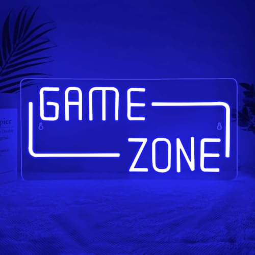 Game Zone Letrero LED,Gaming Letreros de Neón Decoración Para Sala de Juegos Dormitorio Club Fiesta Sala de Ocio Bar Partido,Gamer Neon LED para Hombres y Mujeres Alimentado por USB（16.7*7.9）