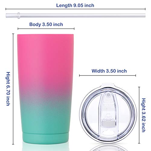CIVAGO 20oz Insulated Stainless Steel Tumbler, Coffee Tumbler with Lid and Straw, Double Wall Vacuum Travel Coffee Mug, Powder Coated Tumbler Cup (Gradient Sorbet,12)