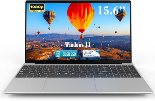 MTWZMM 15.6 Inch Backlit Keyboard Laptop, DDR4 8GB SSD 512GB, Celeron N5095(Up to 2.9GHz), Bluetooth 4.2, WiFi, USB 3.0, Webcam, HDMI, Card Reader, Ultral Light Laptop for Students and Business