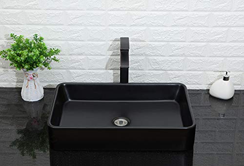 Rectangle Bathroom Vessel Sink - Lordear 24X14" Black Rectangle Bathroom Sink Modern Above Counter Porcelain Ceramic Vessel Vanity Sink Art Basin #TOP1