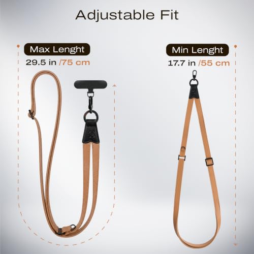 C Coiro Premium Leather Phone Strap Crossbody with 2 Tabs, Universal Adjustable Clip and Go Phone Strap, Neck Lanyard for Daily & Outdoor, Compatible with iPhone, Samsung, Brown by C Coiro - Used condition - Image 6