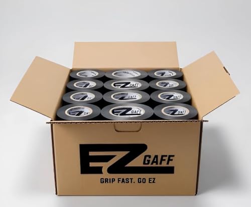 EZGaff Studio Grade Hybrid Gaffer Tape – Reinforced Cotton/Poly Cloth Backing, 2" x 55 Yards, Matte Black, Film, TV & Stage Production Quality, High-Tack, Clean Removal (24 Rolls)