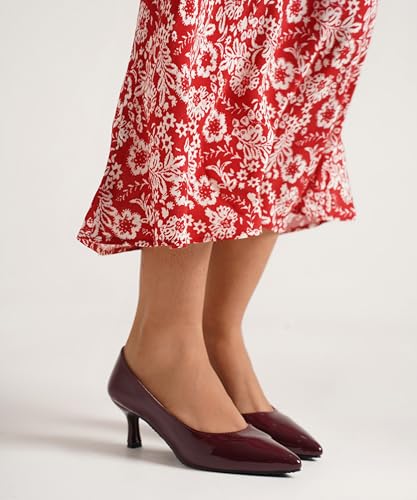 Image of JM LOOKS Women's Pointed Toe Kitten Heel Pumps Elegant Slip-On Dress Shoes for Wedding Party & Office