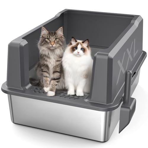 Zuqqony XXL Edelstahl Katzentoilette mit Deckel