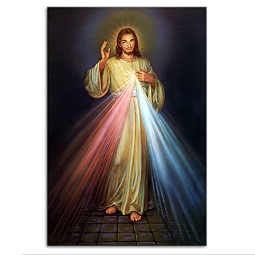 Divine Mercy Image - Jesus Pictures for Wall Poster I Trust In You Canvas Printing Holy Wall Art Christ Lord Savior Living Room Jesus Decor (Divine Mercy,16×24inch-No Framed)