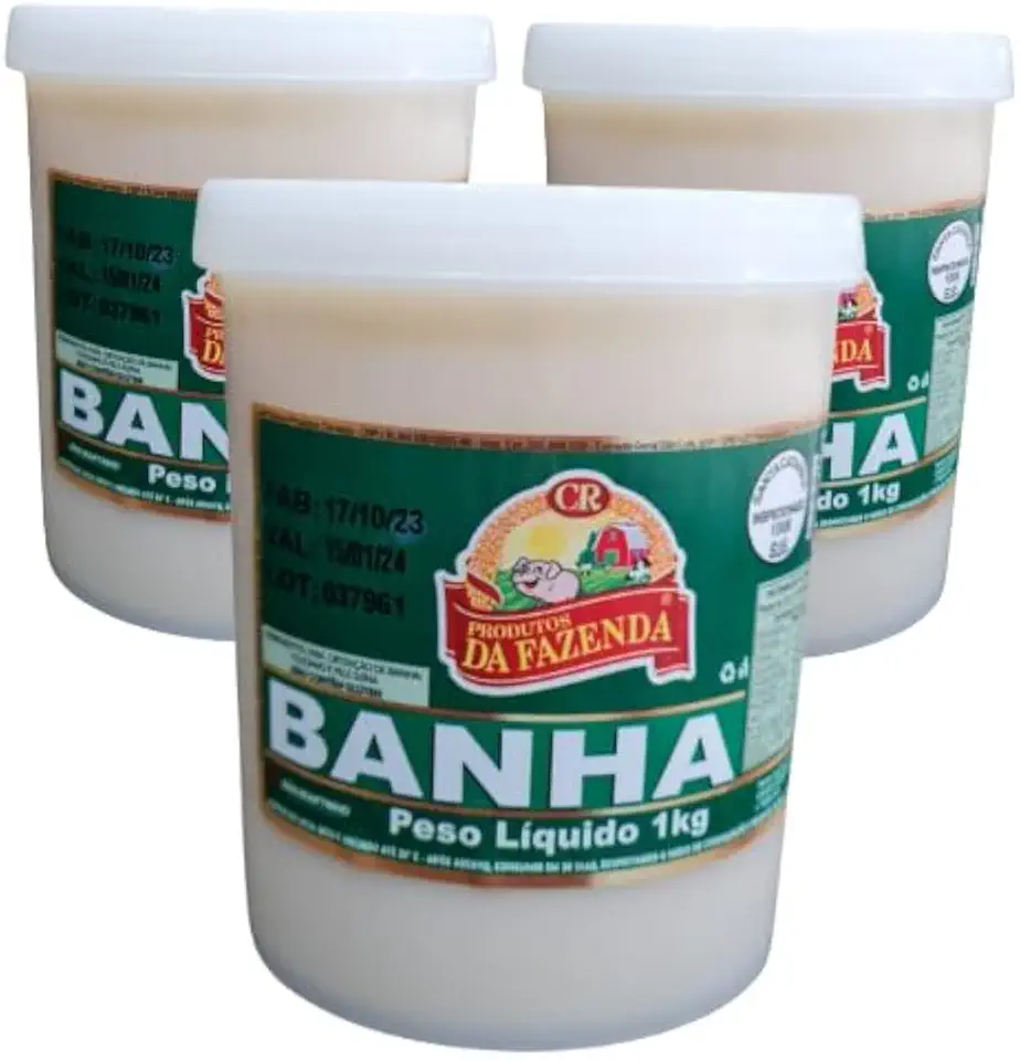 Banha Suina de Porco Natural Sem Conservantes - KIT 3 KG