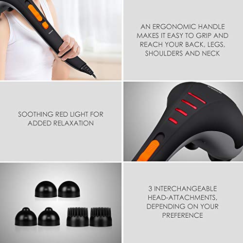 Hangsun Handheld Back Massager Deep Tissue Percussion Massage for Neck, Shoulder, Leg, Foot, Muscles Pain Relief Electric Double Head Full Body Massagers MG400 - Thumbnail 4