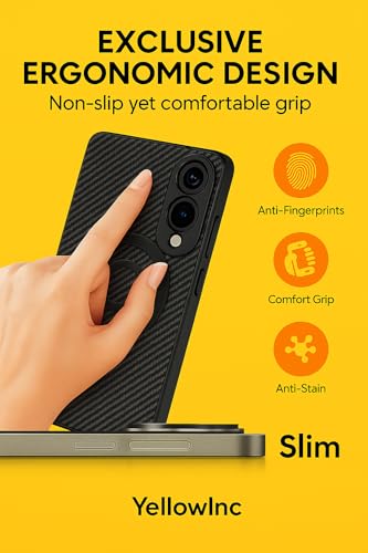 Image of Magnetic Real Carbon Fiber Case Cover for Samsung Galaxy S25 Edge 5G (2025), (Carbon Black with MagSafe)