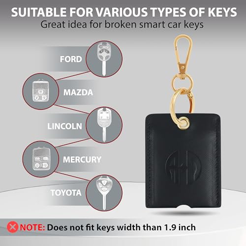 Image of Leather Keys Sleeve for Broken Car Key Loop Replacement - Cute Keychain Cover - Protector, Holder for Men & Women