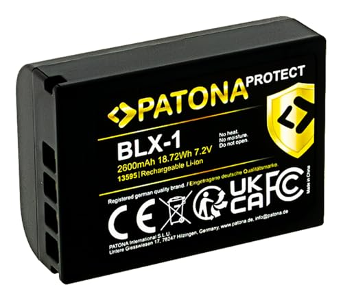 PATONA 2X Protect BLX-1 Batería de Repuesto 2600mAh Compatible con Olympus OM-1 OM-3 OM1 OM3 BLX1 BL-X1 BL X1 BLX 1 con Sensor NTC y Carcasa V1 Resistente al Calor, ignífuga - imagen 2